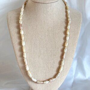 VTG 14K Genuine Cultured Biwa Pearl Necklace Knot Strand Multicolor Pink White